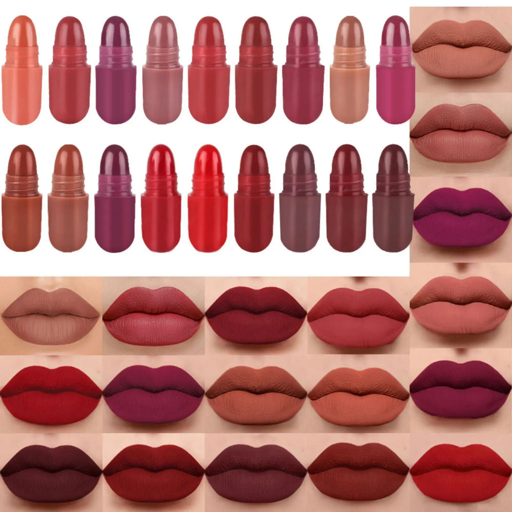 LMG BROTHS 18-Color Capsule Lipstick Set – Silky Smooth Matte Finish Mini Lipstick Pods (Travel Size &amp; Portable)