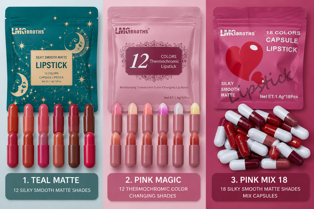 LMG BROTHS 18-Color Capsule Lipstick Set – Silky Smooth Matte Finish Mini Lipstick Pods (Travel Size &amp; Portable)