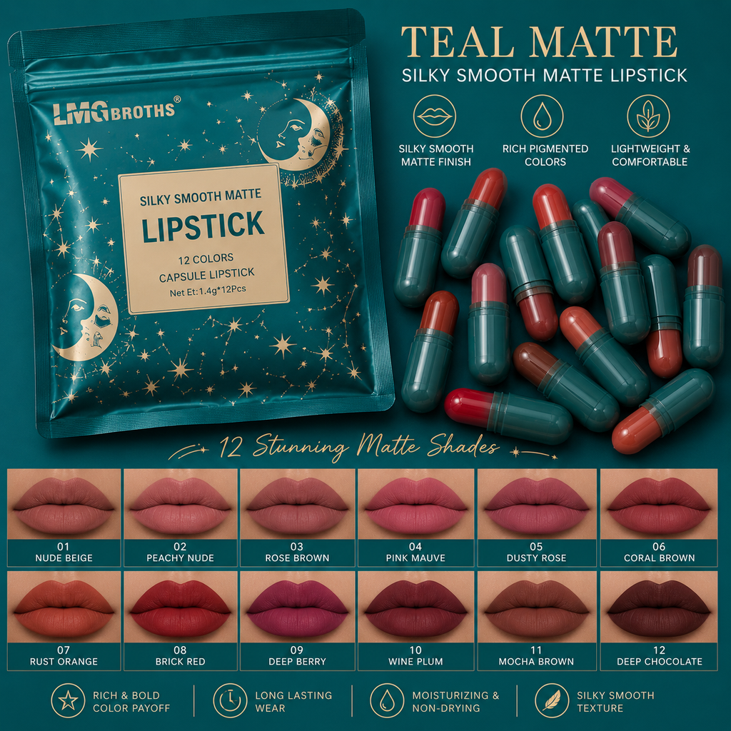 LMG BROTHS 18-Color Capsule Lipstick Set – Silky Smooth Matte Finish Mini Lipstick Pods (Travel Size &amp; Portable)