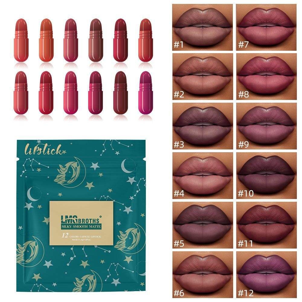 LMG BROTHS 18-Color Capsule Lipstick Set – Silky Smooth Matte Finish Mini Lipstick Pods (Travel Size &amp; Portable)