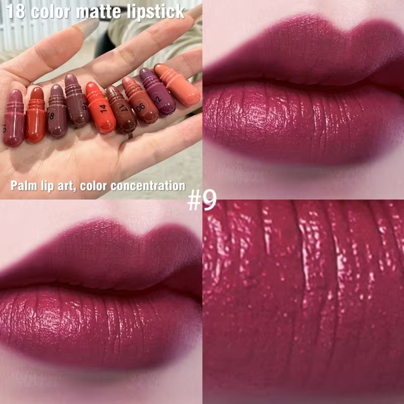 LMG BROTHS 18-Color Capsule Lipstick Set – Silky Smooth Matte Finish Mini Lipstick Pods (Travel Size &amp; Portable)