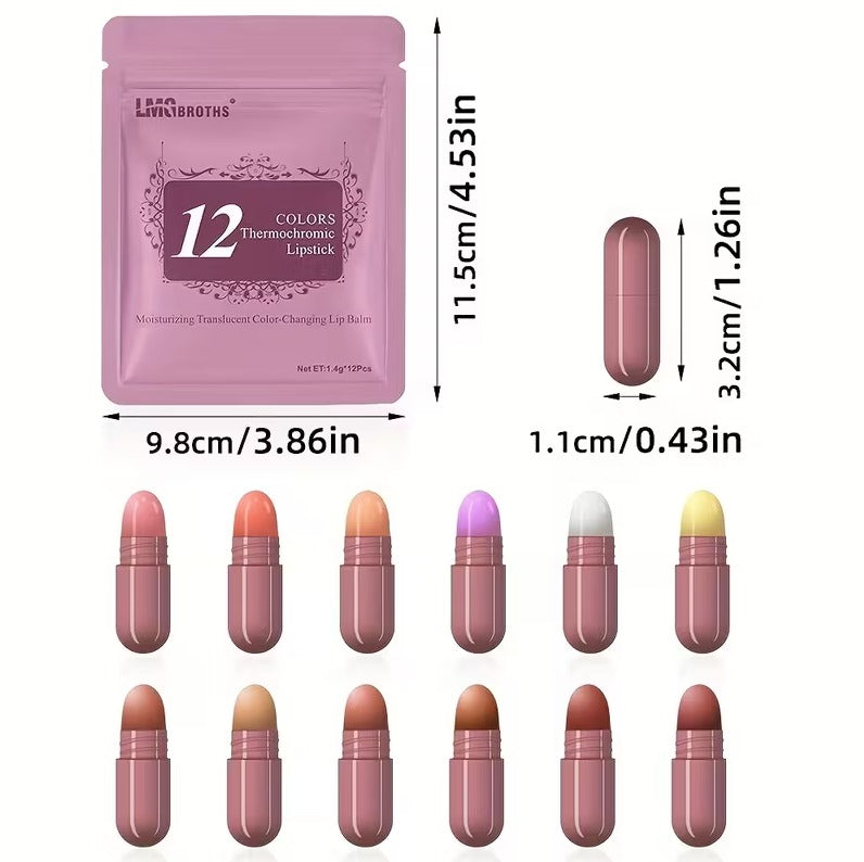 LMG BROTHS 18-Color Capsule Lipstick Set – Silky Smooth Matte Finish Mini Lipstick Pods (Travel Size &amp; Portable)